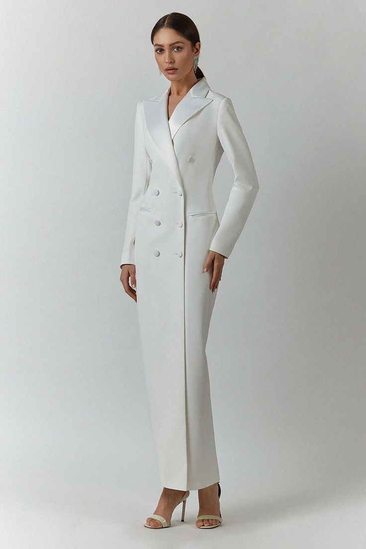 White Women's Long Jacket Dress Suit Party Formal Ladies Prom Evening Coats  Wear | eBay