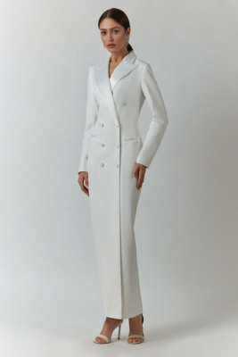knee length dresses for ladies The Soiree Feather Coat in White main image 0