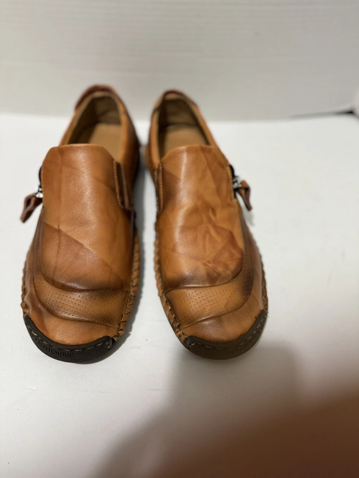 Fashion Menico 100% CAOUTCHOUC Men's Sewn Brown Leather Slip On Sport Shoe Sz 45