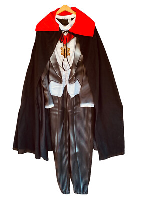 Dracula Vampire Dress Up Mens Med 38 - 40 Pajamas Union Suit Cape Costume 2 Pc