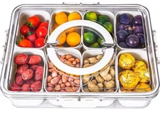 Snackle Box Container, Divided Serving Tray with Lid and Handle, Snack Box 