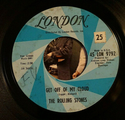 Rolling Stones Get Off My Cloud 7 1965 Record Vg+/Nm- London 45 