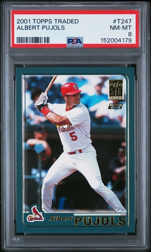 2001 TOPPS TRADED #T247 ALBERT PUJOLS ROOKIE RC PSA 8