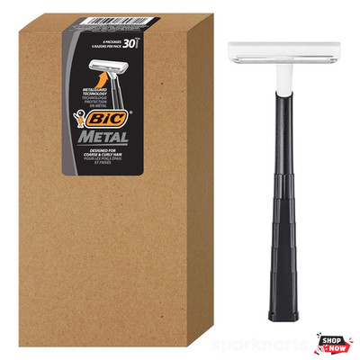 BIC Metal Disposable Razors Men 30 Count Single Blade Shaving Metal Guard New