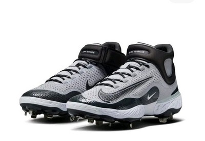 Size 10.5 Nike Alpha Huarache Elite 4 Mid Grey Metal Baseball Cleats DJ6520-002