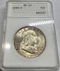 1949-S Franklin Silver Half Dollar ANACS MS63 ANA Genie Lamp 50C Coin (G138)