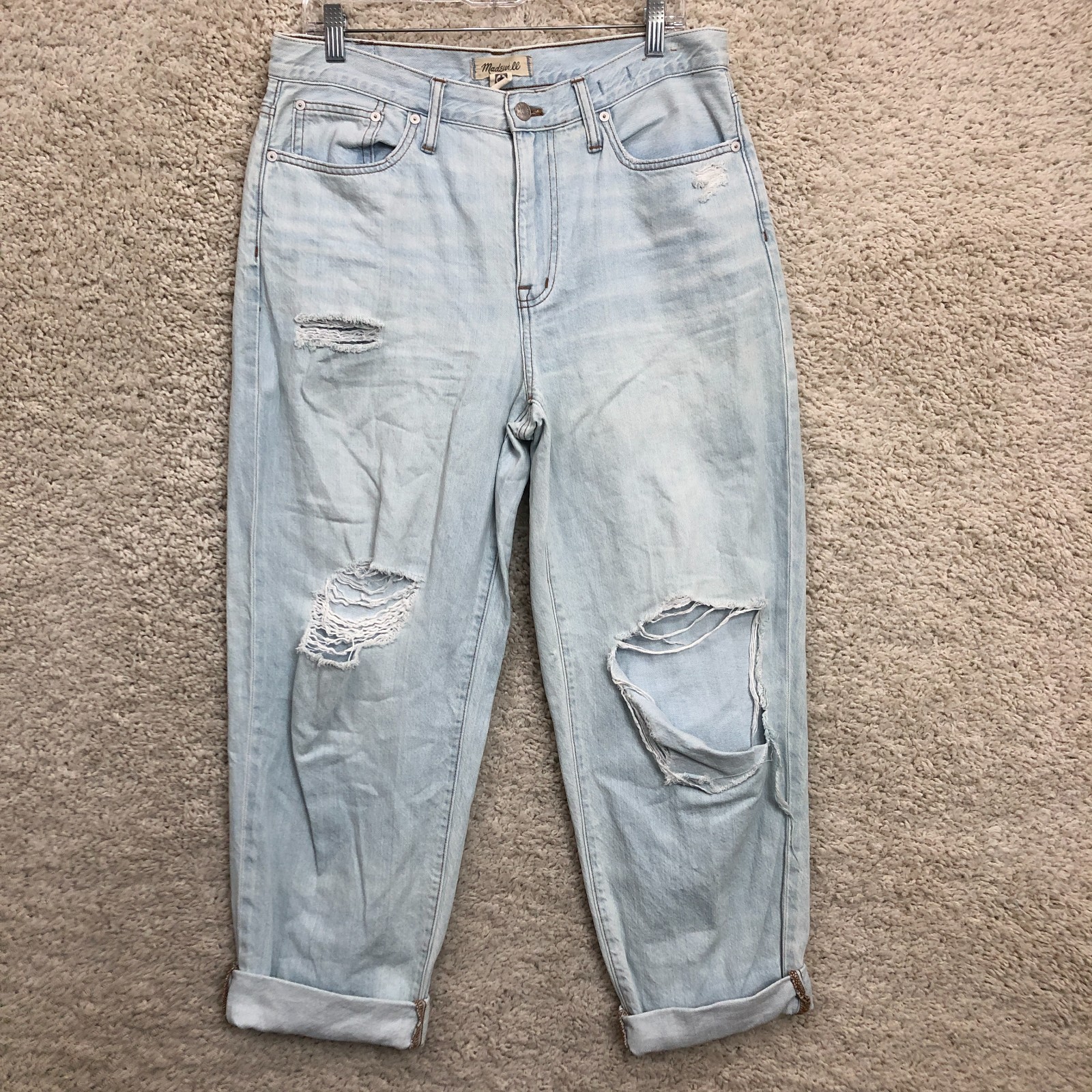 Madewell Jeans 29 Womens Blue Denim The Slouchy Boyjean High Rise Distressed