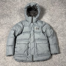 Helly Hansen Coat Kids 8 Gray Hooded Puffer Parka Insulated Winter Ski