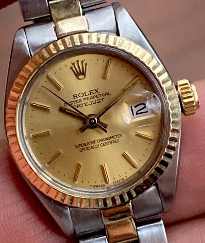 Rolex Datejust Women’s Watch SS 18k 26mm Automatic Golden Dial Ref. 6916