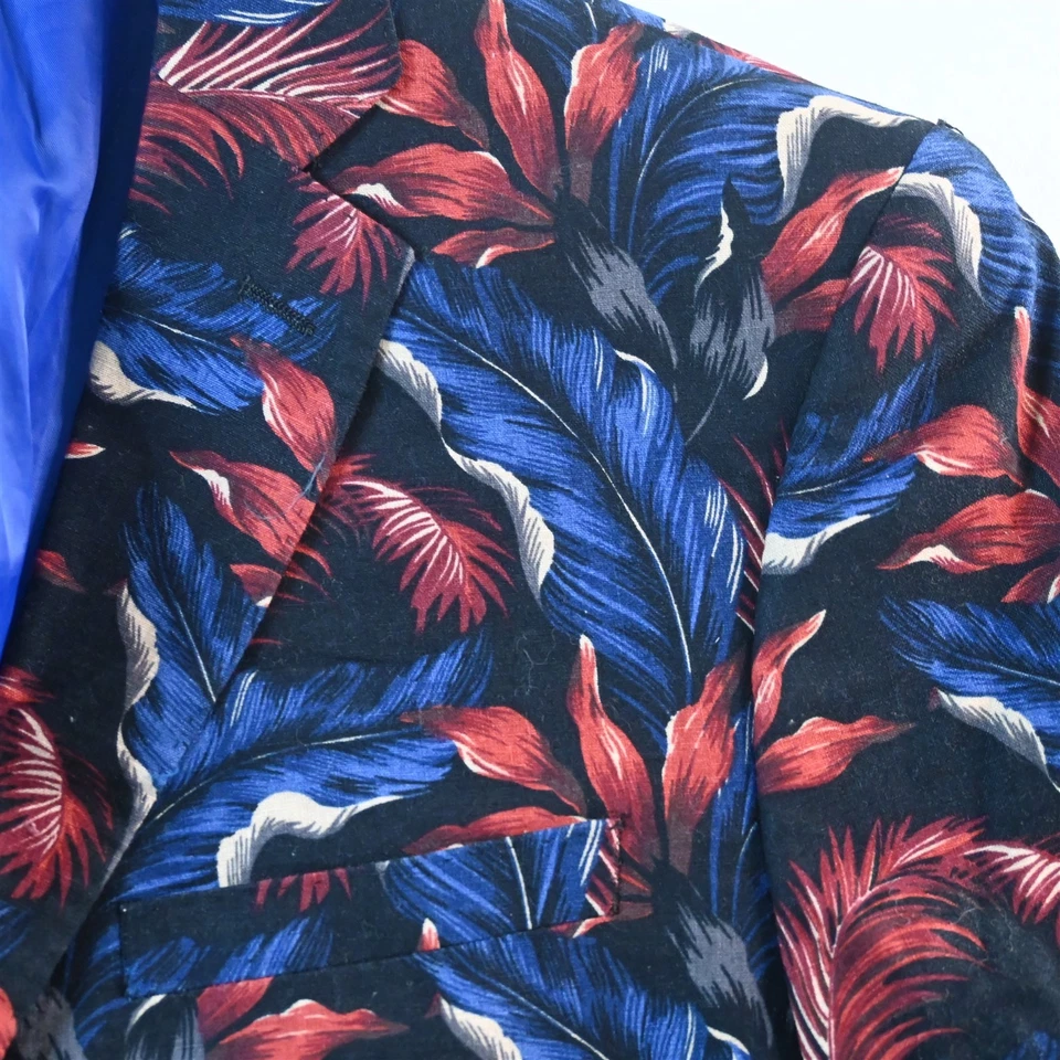 Blazer Traje Chaqueta Abrigo Deportivo Tallia 42S Azul Floral Suave Hombro Lino Para Hombre Foto 2 de 4