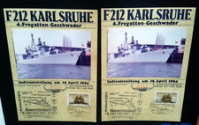 2x fregata Karlsruhe F212 stempel pokładowy 1984 marynarka wojenna (znaczki Y4)