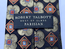 ROBERT TALBOTT Silk Tie Black And Green Patterned