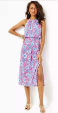 Lilly Pulitzer Gracelyn Roxie Pink and Sea Halter Dress Medium