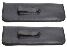 S-41 2 Pack Soft Slim Slip In Eyeglass Case Black w/Pocket Clip PU Leather Me...
