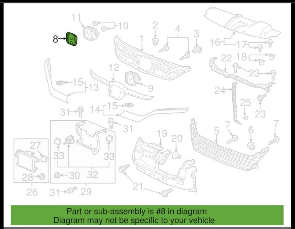 Honda Odyssey Lx 2018 a 2020 emblema delantero Foto 4 de 4