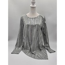 Karen Kane Size S Gray Silver Sequin Long Sleeve Tunic Top 101-310