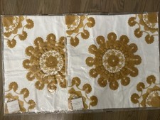 NEW Set Of 2 Pottery Barn 20 Square Pom Pom Medallion Crewel Pillow Cover Gold