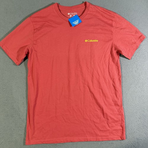 Columbia PFG Fish Logo T-Shirt Coral Pink Graphic Print Men's Size Large