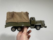 S-1134 WWII ERA US ARMY CONVOY TRUCK TIN TOY made in Japan by SSS Brittle Canvas
