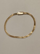 14K Gold Italian Herringbone Bracelet 6.75” 3mm 3g Italy Stamped