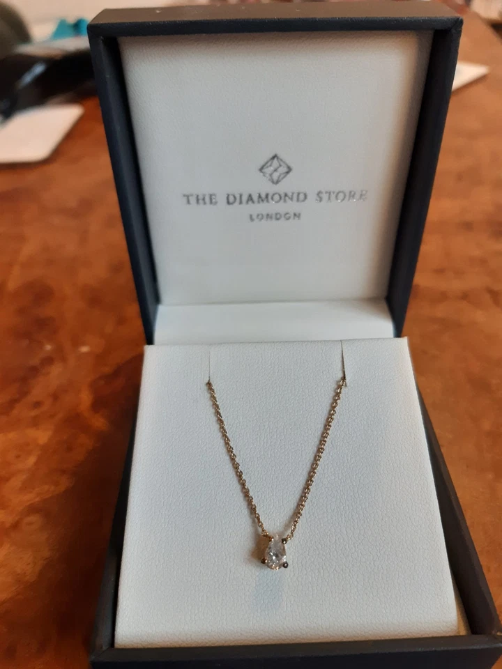 Wanderlust Floating Pear Cut Lab created Diamond Necklace .25ct 18K Gold Vermeil - Image 2 of 4