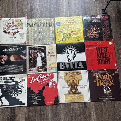Broadway Musical 12 Lp Lot Evita Wiz Chorus Line West Side La Cage Some New