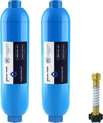 #ad GLACIER FRESH RV Marine Water Filter with 1 Flexible Hose Protector Greatly $48.51