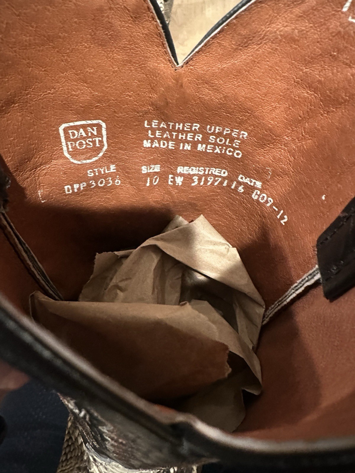 Vintage Dan Post Men's 10 EW Python Snakeskin Wes… - image 9