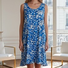 Draper James Blue White Floral Lounge Dress/ Night Gown Small/Medium