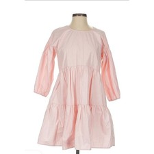 ASTR the Label Pink Cotton Tiered Babydoll Mini Dress Balloon Sleeve XXS