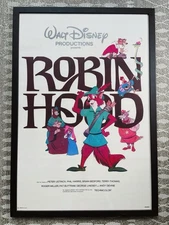Vintage 1982 Disney Robin Hood Original Movie Poster 27x41 R820016 Custom Framed