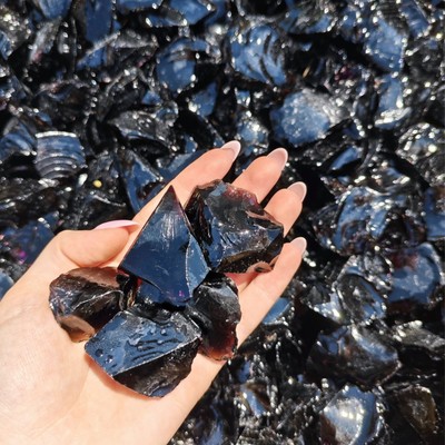 Glasbruch Dekosteine Schwarz 3-5cm Gabionenfüllung Zierkies Gartendeko