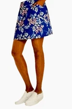Mario Serrani Skort L Tummy Control Blue Floral Golf Tennis Pickleball Sporty