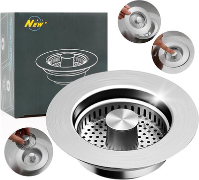 Kitchen Sink Drain Strainer,Stainless Steel 3-In-1 Pop-Up Sink Stopper with Seal