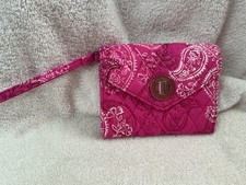 Vera Bradley Pink Paisley Turnlock Wristlet Wallet EUC