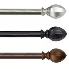 18 In. - 28 In. Telescoping Single Curtain Rod Kit in Satin Nickel with Garnet F