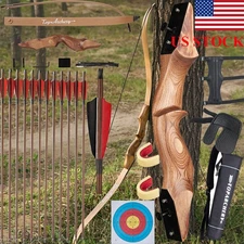 60'' 30-50 lbs Archery Takedown Recurve Bow RH & Arrows Set for Hunting Target