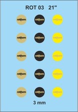 Decals Felgendesign Rotiform 02 3,0 mm Set 3 x 5 Stück 1/18 gold-schwarz-gelb
