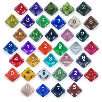 25  pcs dice lot - D10 Ten-sided Dice,  25 Pre-Packaged Random Styles of D10 +?