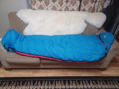 Vtg The North Face Blue Kazoo Brown Label Long Goose Down Mummy Sleeping Bag