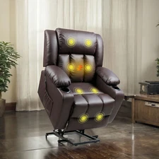 FlexiSpot Elderly Power Lift Recliner Chair Sofa Massage and Heat Cup Holders 