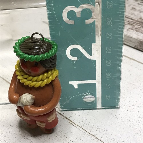 Vtg Kailua Bay Co Clay HTF Hawaii Hula Rainbow Hawaiian Tiki Ornament Pendant - Picture 4 of 8