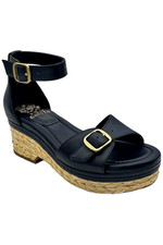 Vince Camuto Adjustable Wedge Sandals Meterry Black Leather