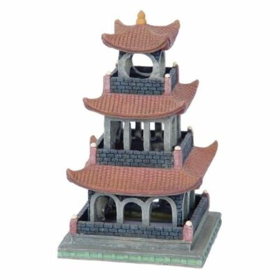 Aquarium Deko Pagode Haus 3 Ebenen Gebäude Aquarium Deko (13 x 13 x 22 cm)