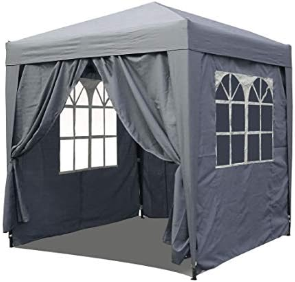 QUICK STAR Gazebo Pop-Up da Giardino, 2 x 3 m Colore: Grigio Affumicato con 4 Pa