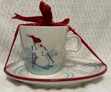NEW 2007 Starbucks Christmas Holiday Mug  Plate Set Snowman  Penguin Design