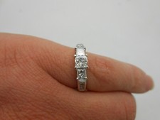 14k White Gold 1.03ctw Princess Cut Engagement Three Stone Diamond Ring Size 7