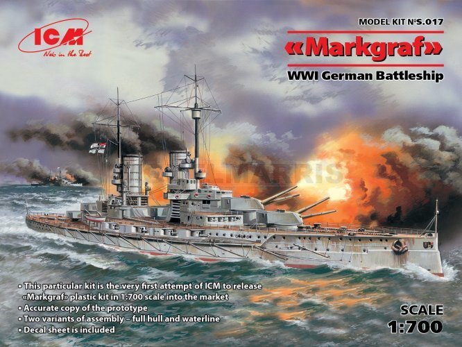 ICM S.017 1/700 Markgraf (full hull & waterline), WWI German Battleship