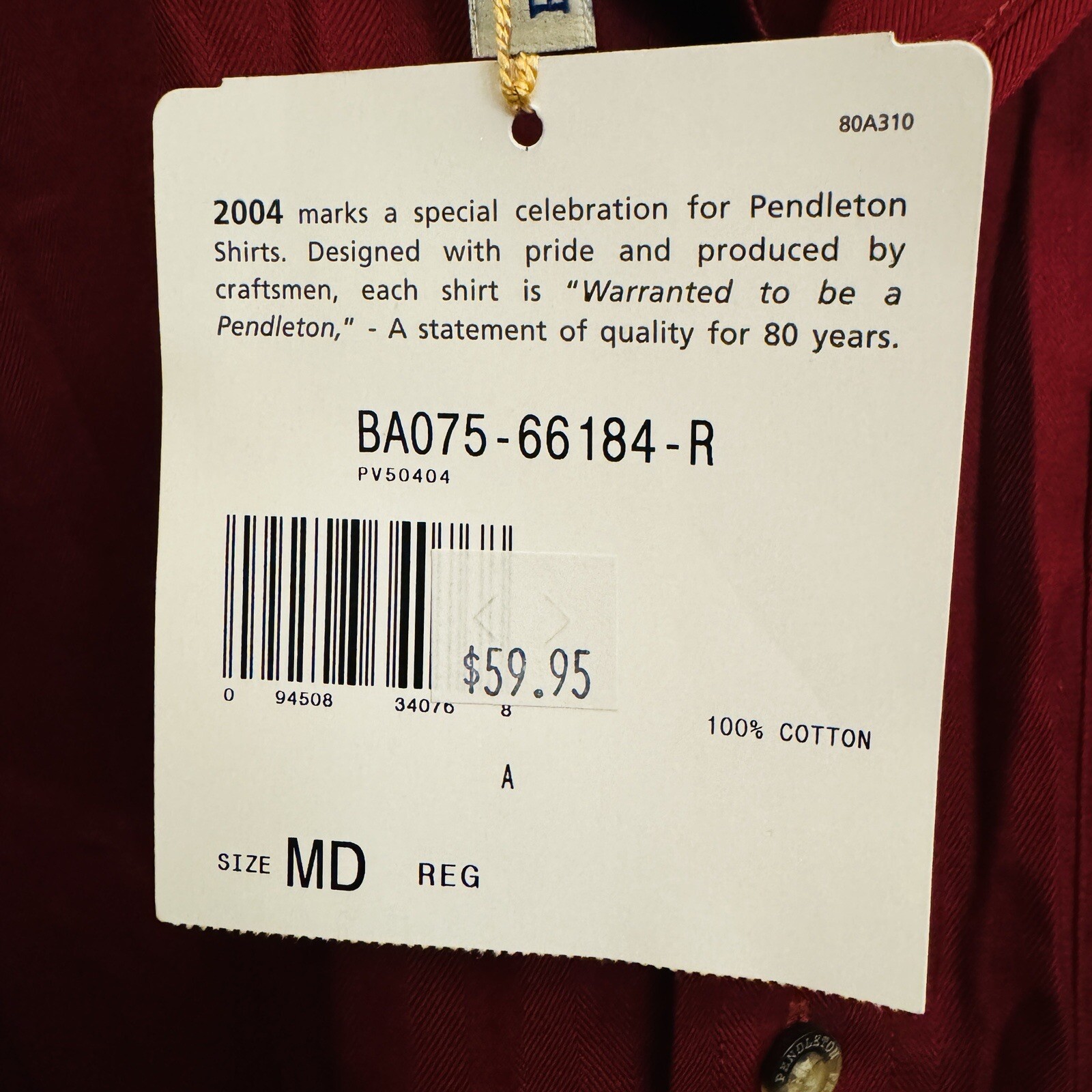 Vintage Pendleton Cotton Button Down Red Shirt NW… - image 4