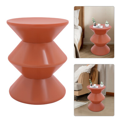 Orange Side Table, PET Sofa Side Table, Modern Round End Table for Indoor Use